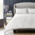Hotel 270 Thread Count Luxury Jacquard 100% Cotton White Duvet Cover and Pillowcase Set White