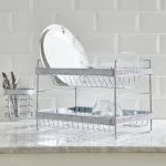 2 Tier Bling Diamante Dish Drainer Silver