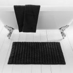 Ribbed Black Bath Mat Black