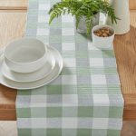 Metallic Green Check Table Runner Green