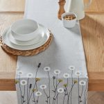 Scandi Floral Table Runner Natural