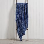 Check Print Fleece 130cm x 170cm Throw Navy