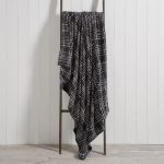 Check Print Fleece 130cm x 170cm Throw Charcoal