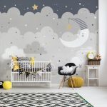 Floating Clouds Mural Grey