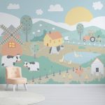 Little Farm Mural MultiColoured