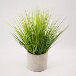 Potted Grass in Zig Zag Pot Green