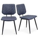 Austin PU Leather Pair of Dining Chairs – Grey Grey