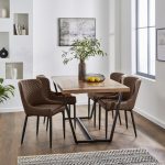 Montreal PU Leather Pair of Dining Chairs – Brown Brown
