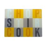 Chop Stir Cook Glass Worktop Saver MultiColoured