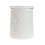 Heart Embossed White Stackable Kitchen Canister White