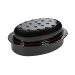Dunelm 33cm Enamel Oval Roasting Dish Black