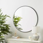 Large Black Frame Circular Mirror Black
