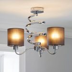 Etta 3 Light Grey Ceiling Fitting Chrome