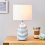 Tenby Ceramic White and Navy Table Lamp White