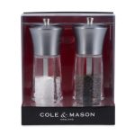 Cole & Mason Exford Nickel Salt and Pepper Mill Set Clear