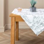 PVC Marble Tablecloth Black and White