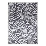 Zebra Print Brown Shimmer Rug Black