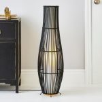 Alec Rattan Black Floor Lamp Black
