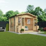 12ft x 12ft Winchester Wooden Log Cabin Studio with Veranda Natural