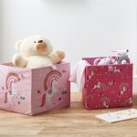 Unicorn Pack of 2 Collapsible Storage Boxes Pink