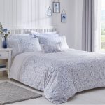 Libby Cuffed Print Blue Duvet Cover and Pillowcase Set Blue