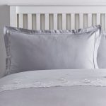 Butterfly Lace Oxford Pillowcase Grey Grey