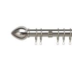 Harper Satin Silver Fixed Metal Curtain Pole Dia. 28mm Satin Silver