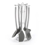 5 Piece Silicone Kitchen Utensil Set with Stand Grey