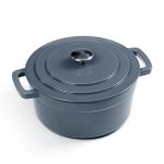 Cast Iron 5.2L Round Grey Casserole Dish Grey