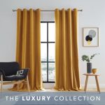Peyton Mustard Velvet Eyelet Curtains Mustard