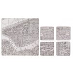 Set of 4 Map Print Placemats and Coasters Black