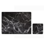 Set of 4 Black Marble Effect Placemats and Coasters Black