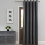 Luna Brushed Charcoal Blackout Eyelet Door Curtain Charcoal