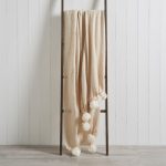 Faux Mohair Pom Pom Throw Natural