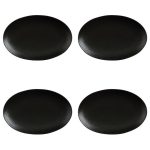 Maxwell & Williams Caviar Set Of 4 Black Oval Plates Black