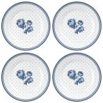 Katie Alice Set Of 4 Vintage Indigo White Floral Side Plates Blue