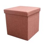 Faux Linen Rust Foldable Cube Ottoman Rust
