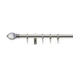 Teardrop Satin Steel Extendable Metal Curtain Pole Dia. 16/19mm Satin Steel