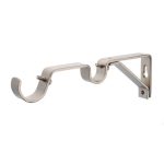 Pack of 3 Satin Steel Double Pole Brackets Satin Steel (Silver)