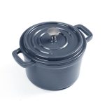 Cast Iron Mini Grey Round Casserole Dish Grey