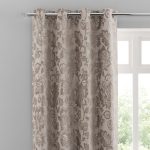 Alexandra Natural Chenille Jacquard Eyelet Curtains Natural