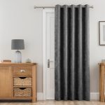 Chenille Grey Thermal Eyelet Door Curtain Grey
