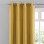 Luna Brushed Mustard Blackout Eyelet Curtains Mustard Yellow