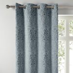 Charlotte Grey Chenille Jacquard Eyelet Curtains Grey