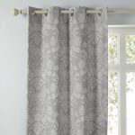 Adeline Grey Jacquard Eyelet Curtains Grey