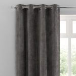 Margot Charcoal Matt Velour Eyelet Curtains Charcoal
