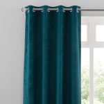 Ruben Teal Velour Eyelet Curtains Teal (Blue)
