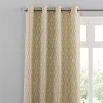 Pebble Ochre Jacquard Eyelet Curtains Ochre