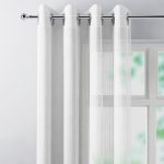 Jessica Glitter Stripe White Eyelet Single Voile Panel White