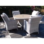 Seychelles Round 4 Seat Polywood Comfort Dining Set Cream